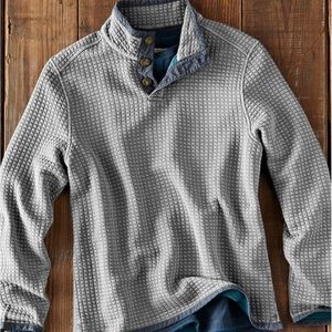 Men's casual waffle collar long sleeve T-shirt